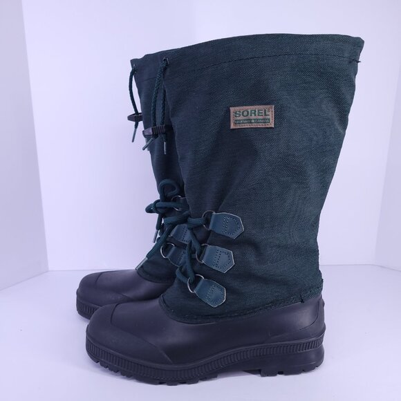 Sorel Kaufman Canada Women’s 10 Green Black Winter Snow Boots Insulated Liner - Picture 6 of 14